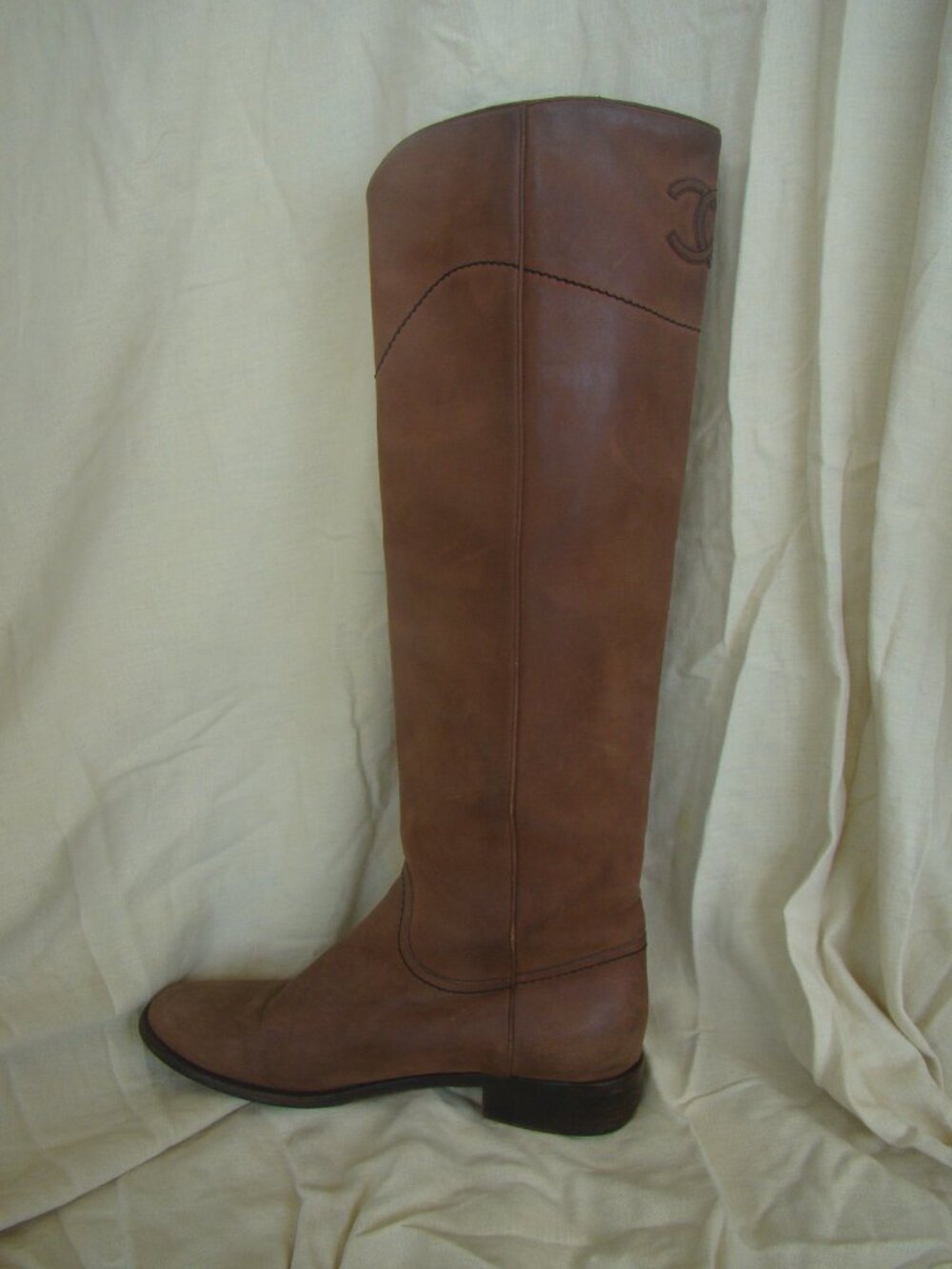 Chanel Leather Brown Riding Boot
